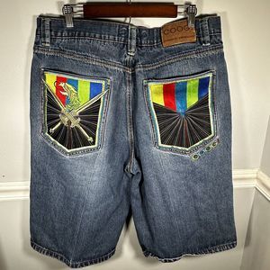 Vintage Y2K Coogi Jeans Embroidered Skater Baggy‎ Wide Loose Shorts Pants 40